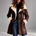 Ariadne - Women’s Faux Suede Shearling Moto Coat 1