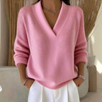 Ariadne - Women's Ribbed V-Neck Loose Sweater 1