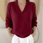 Ariadne - Women's Ribbed V-Neck Loose Sweater 2