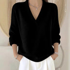 Ariadne - Women's Ribbed V-Neck Loose Sweater 3
