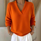 Ariadne - Women's Ribbed V-Neck Loose Sweater 5