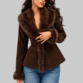 Arleth - Women's Faux Suede Jacket with Fur Trim