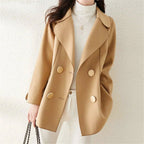 Ash - Women's Double-Breasted Coat with Oversized Buttons