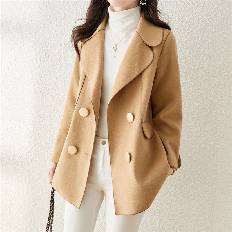 Ash - Women's Double-Breasted Coat with Oversized Buttons