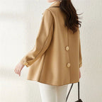 Ash - Women's Double-Breasted Coat with Oversized Buttons