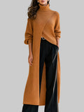Astrid - Women's Turtleneck Knit Cardigan with Wrap Panel