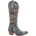 Aubrey - Women's Denim Cowboy Boots with Embroidered Scrollwork