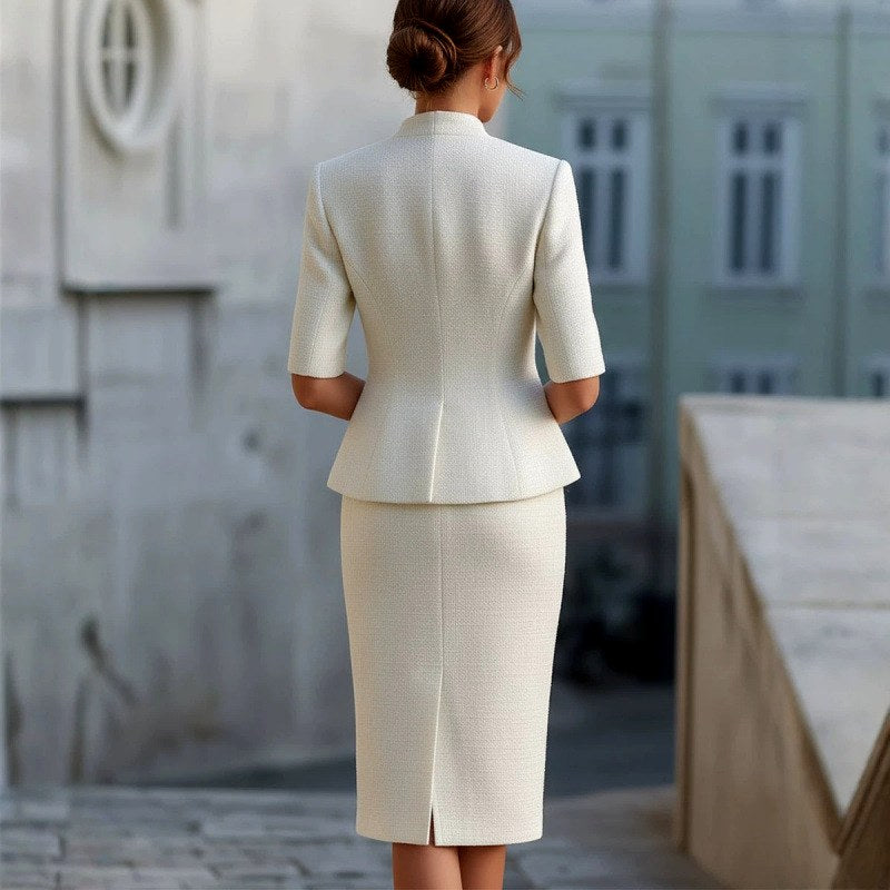 Aubrielle - Women's Tailored Peplum Skirt Suit Set 2