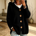 Audrey - Women's Chunky Knit Hooded Button-Up Cardigan 1