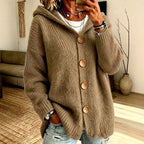 Audrey - Women's Chunky Knit Hooded Button-Up Cardigan 2