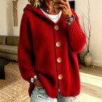 Audrey - Women's Chunky Knit Hooded Button-Up Cardigan 4