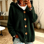 Audrey - Women's Chunky Knit Hooded Button-Up Cardigan 5