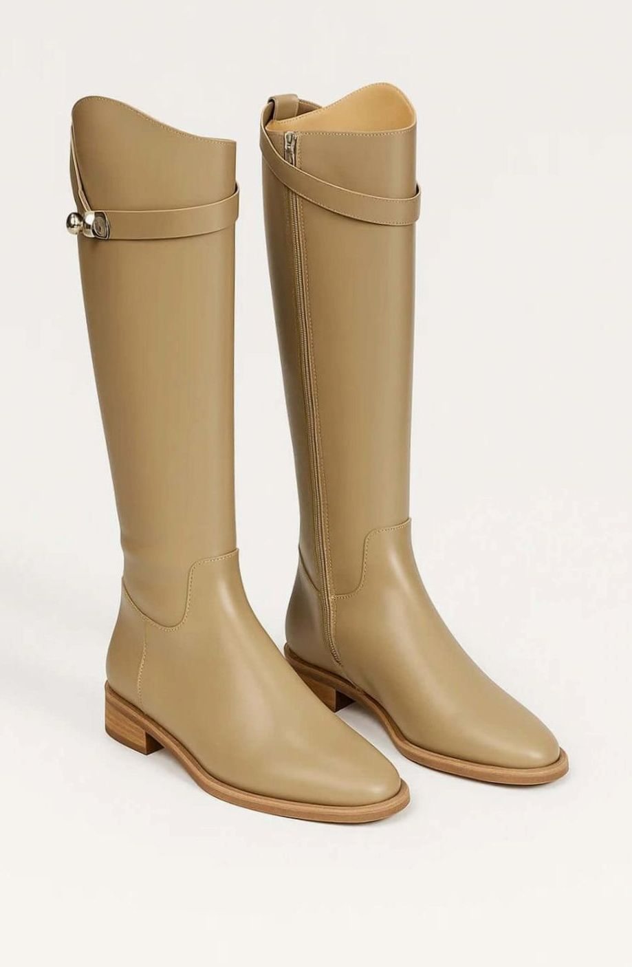 Aurelia - Women's Knee-High Buckle-Detail Boots
