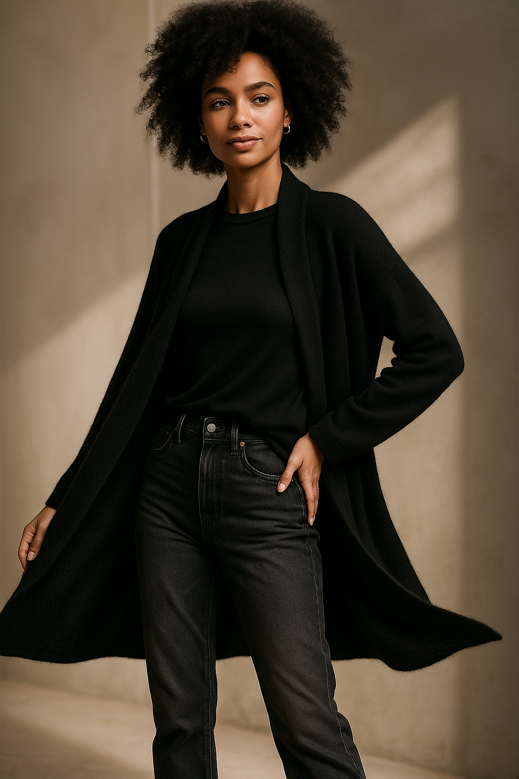 Aurelia - Women's Long Cardigan with Front Pockets