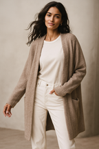 Aurelia - Women's Long Cardigan with Front Pockets