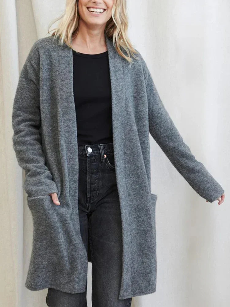 Aurelia - Women's Long Cardigan with Front Pockets
