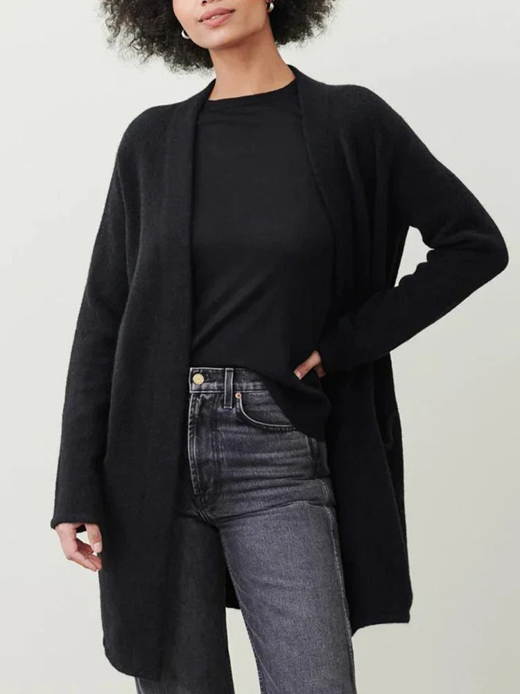 Aurelia - Women's Long Cardigan with Front Pockets