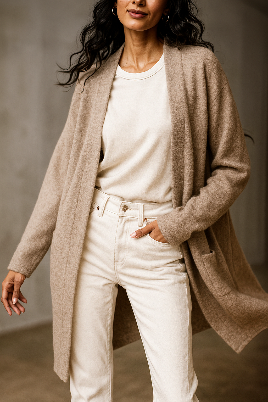 Aurelia - Women's Long Cardigan with Front Pockets