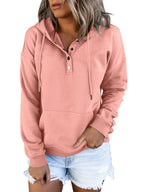 Aurore - Women's Henley Button Loose Fit Hoodie Sweatshirt 1