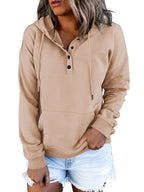 Aurore - Women's Henley Button Loose Fit Hoodie Sweatshirt 6