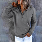 Aurore - Women's Henley Button Loose Fit Hoodie Sweatshirt 8