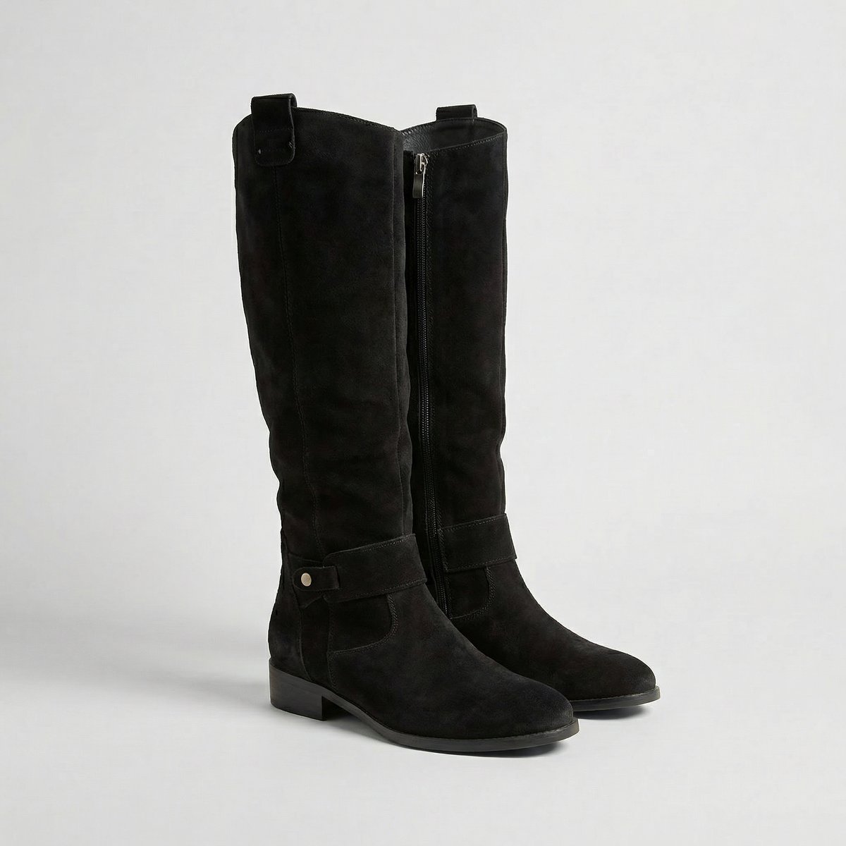 Avery - Women's Suede-Look Knee-High Boots with Buckle Strap