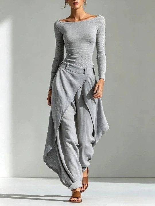 Aviva - Women's Ribbed Long Sleeve Matching Set 2