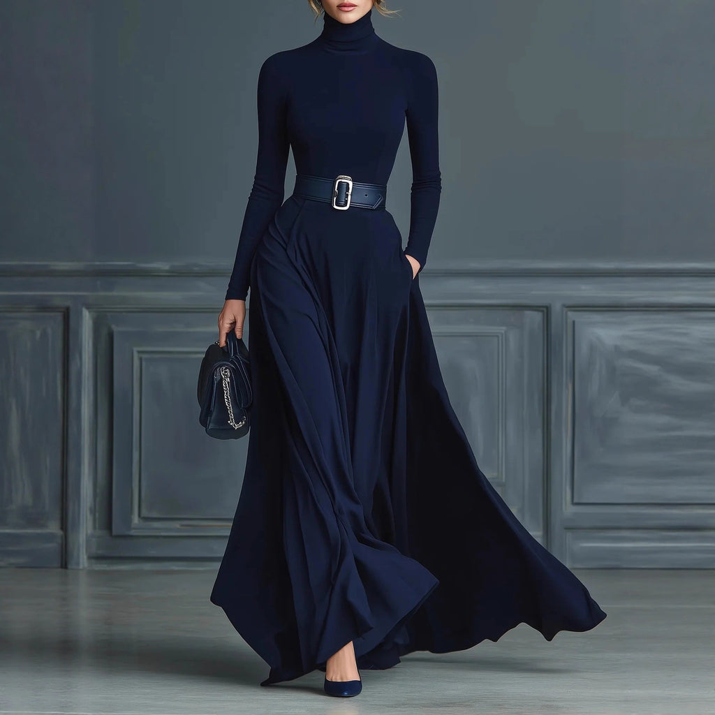 Bailey - Women's Turtleneck Long Sleeve Slim Fit Maxi Dress 1