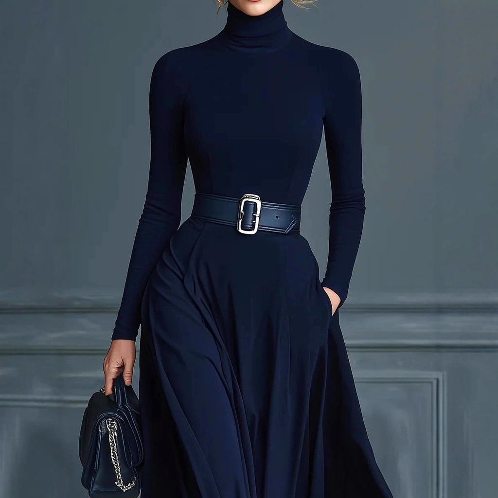 Bailey - Women's Turtleneck Long Sleeve Slim Fit Maxi Dress 2