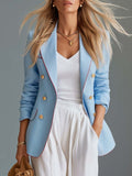 Beatrice - Women's Notch-Lapel Linen Blazer with Contrast Trim