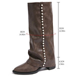 Beatrice - Women's Pearl-Embellished Knee-High Boots