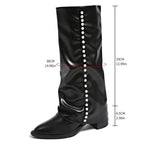 Beatrice - Women's Pearl-Embellished Knee-High Boots