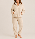 Beatrice - Women's Sherpa Fleece Zip Jacket & Cuffed Joggers Set