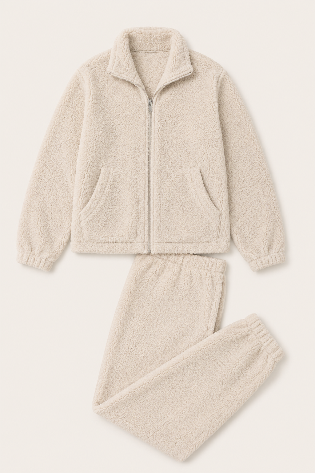 Beatrice - Women's Sherpa Fleece Zip Jacket & Cuffed Joggers Set