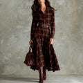 Beatrice - Women's Plaid Collared Shirt Maxi Dress 1