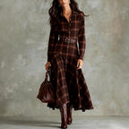 Beatrice - Women's Plaid Collared Shirt Maxi Dress 1