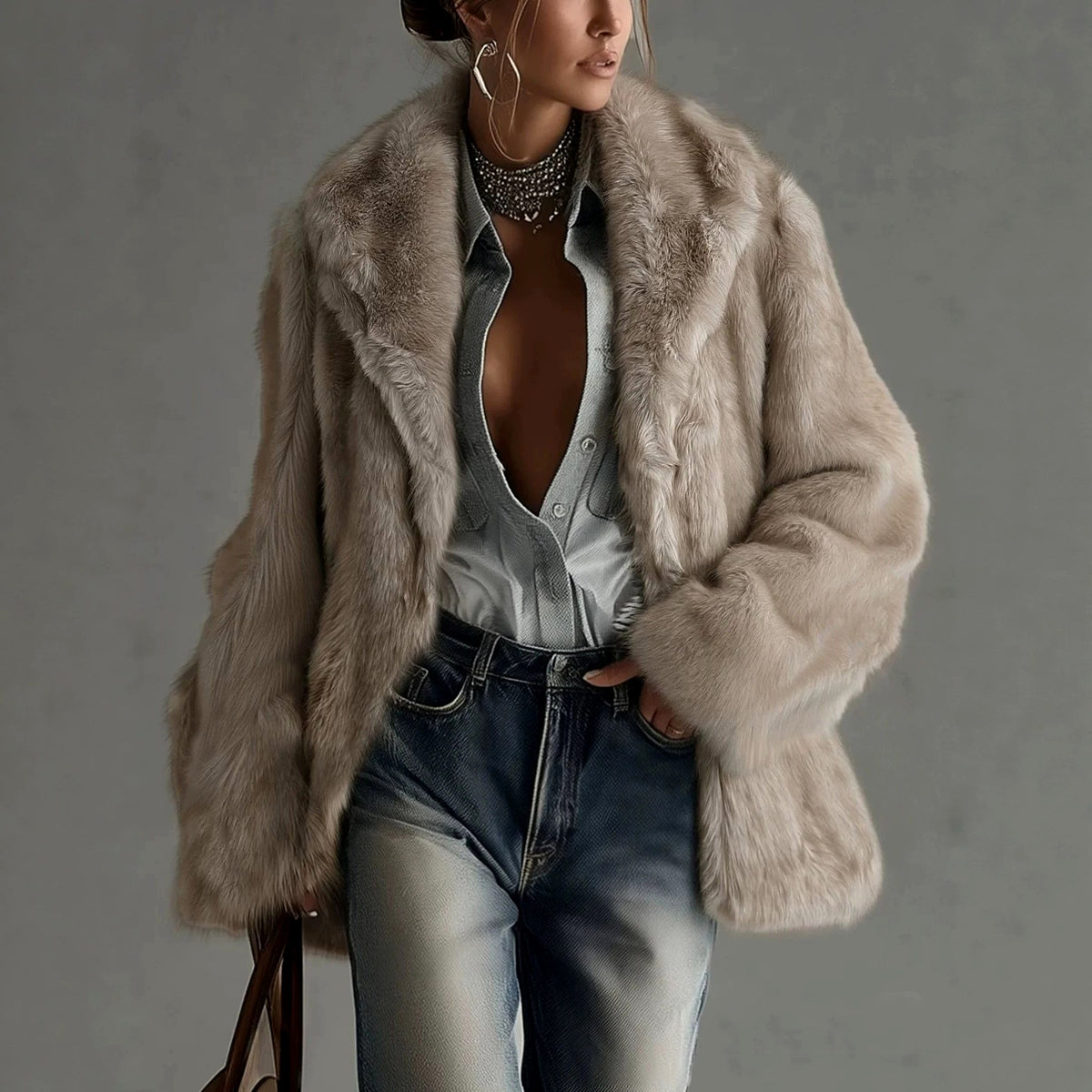 Bella  - Women's Faux Fur Long Coat 2