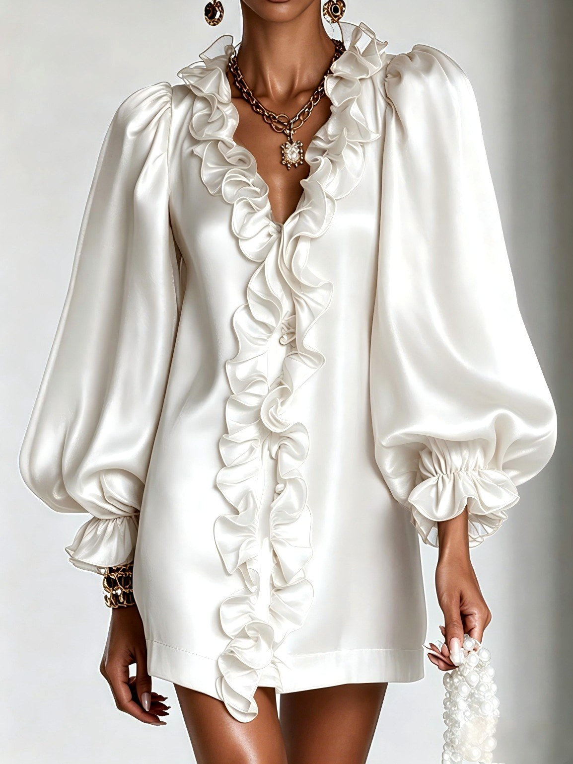 Bellamy - Women’s Long Sleeve Satin Dress 3