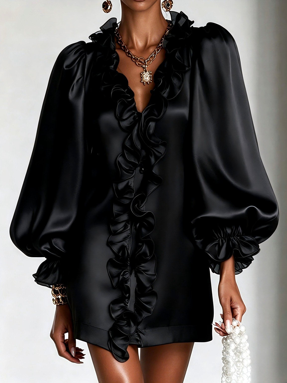 Bellamy - Women’s Long Sleeve Satin Dress 4