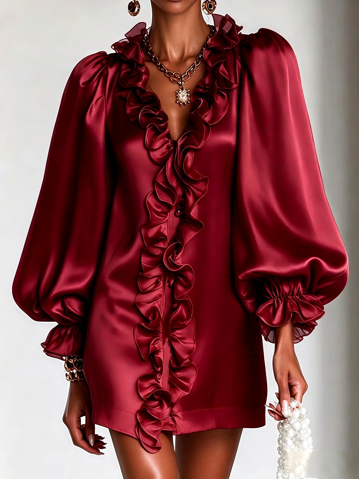 Bellamy - Women’s Long Sleeve Satin Dress 5