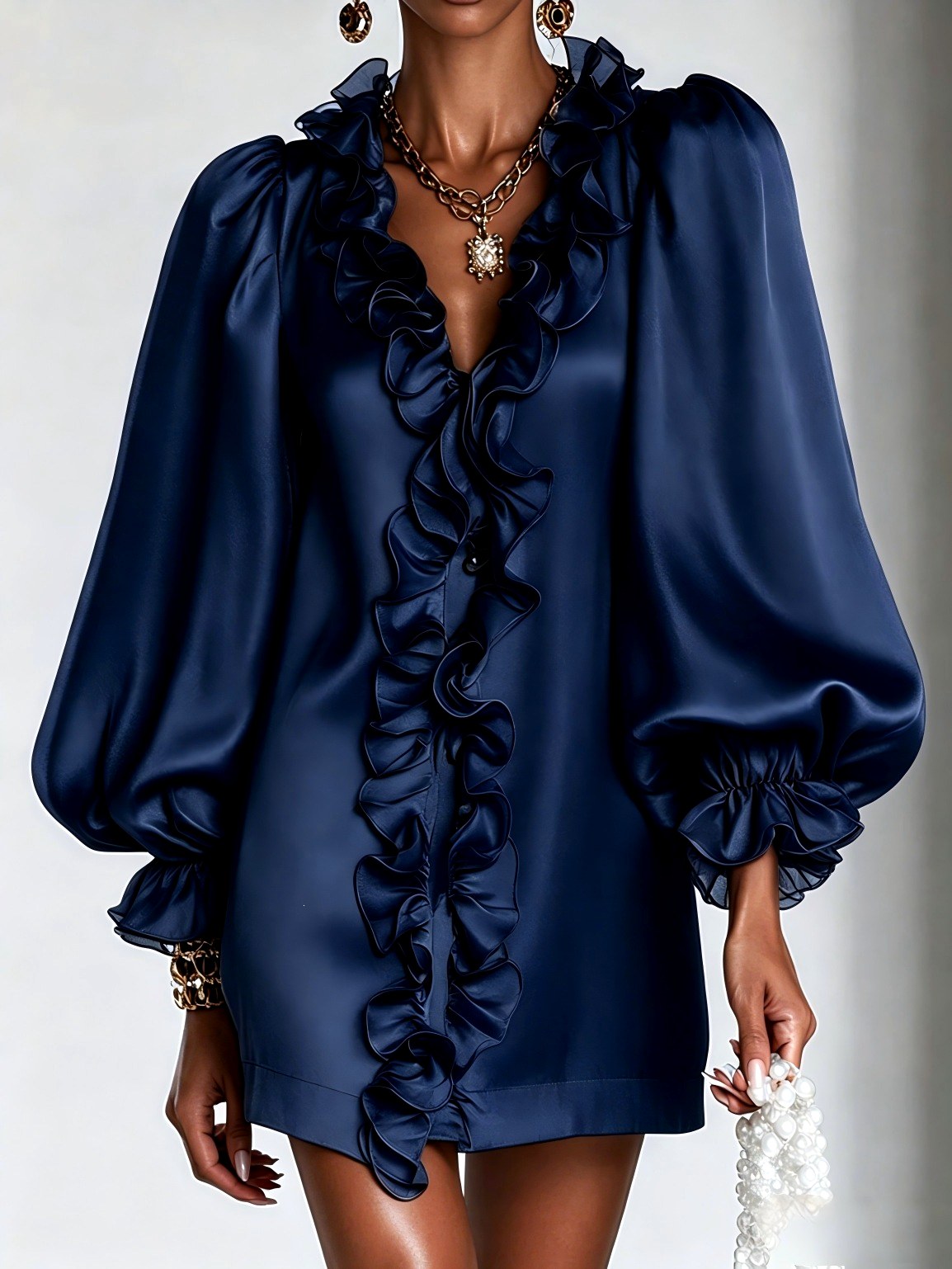 Bellamy - Women’s Long Sleeve Satin Dress 6