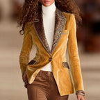 Bianca - Women's Velvet Leopard Trim Blazer 2
