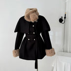 Blake - Women’s Double-Breasted Belted Coat with Cape Overlay 5