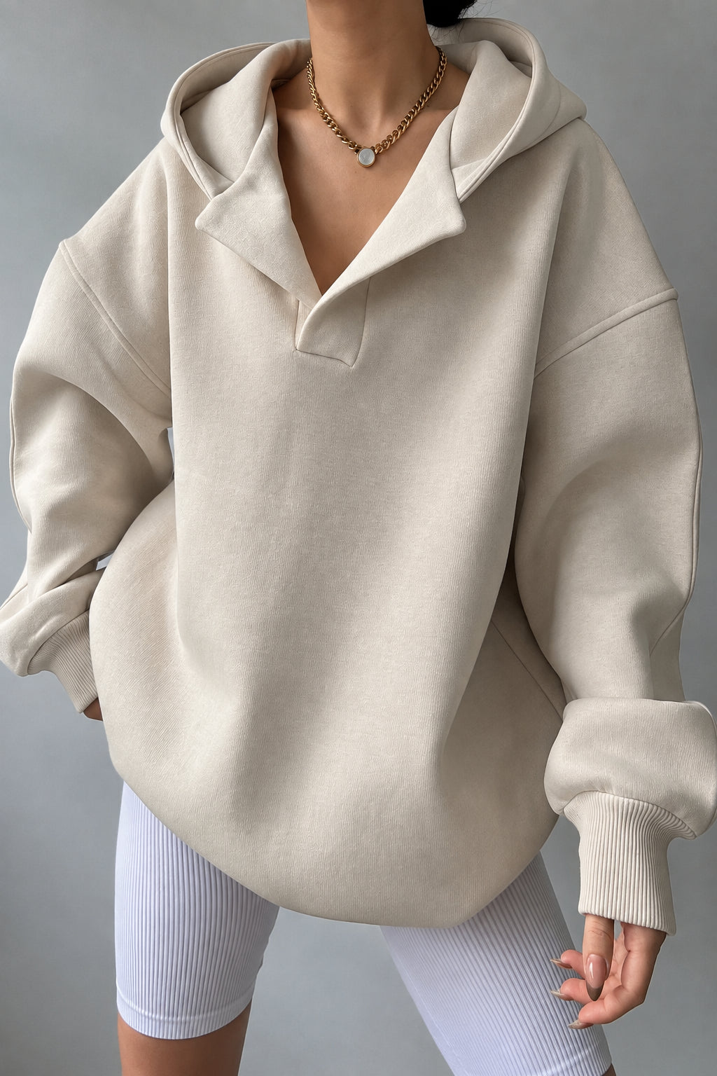 Brianna - Women's Quarter Zip Hooded Sweater 3