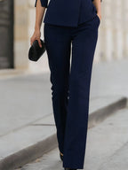 Brittany - Women's Tailored Peplum Blazer and Wide-Leg Trousers Suit