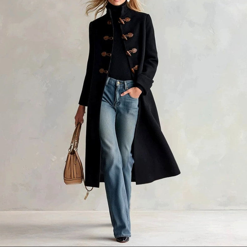 Brooke - Women's Wool Toggle Front High Collar Coat 4