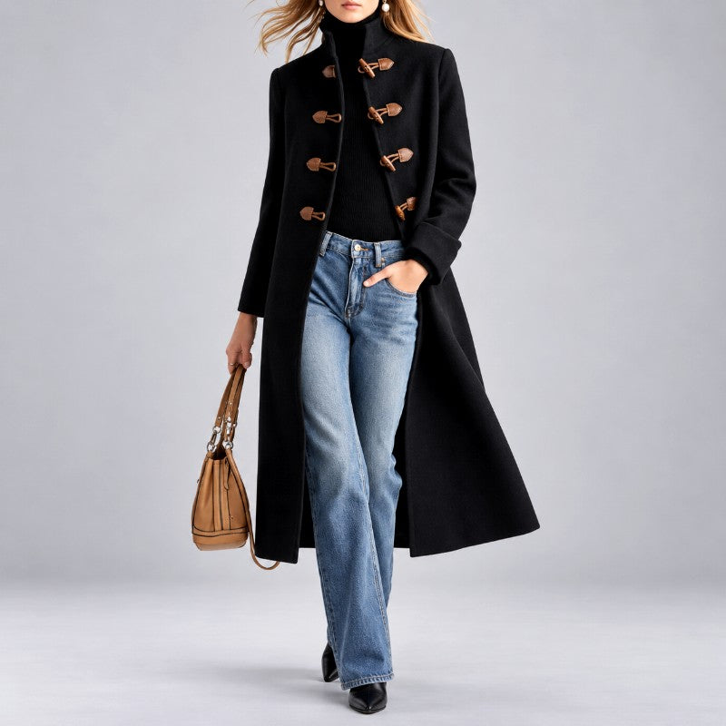 Brooke - Women's Wool Toggle Front High Collar Coat 3