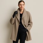 Brooklyn - Women's Wool Coat with Notch Lapel Collar