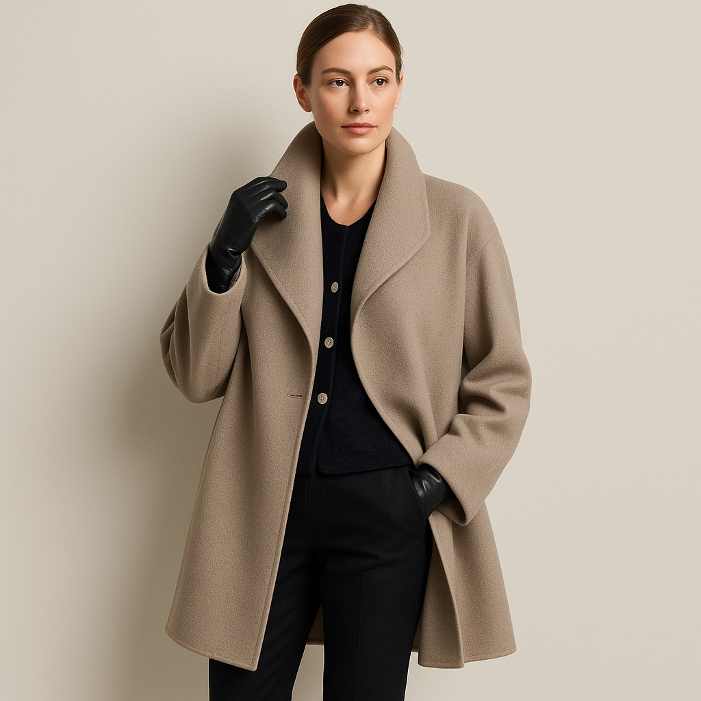 Brooklyn - Women's Wool Coat with Notch Lapel Collar