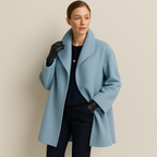 Brooklyn - Women's Wool Coat with Notch Lapel Collar